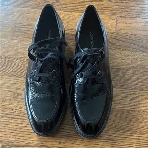 Donald J. Pliner Emill Glossy Patent Leather Black Chunky Oxfords Loafers 8.5